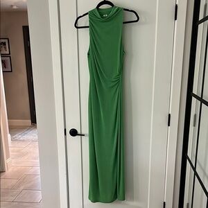 Significant Other Green Asymmetrical Ruched Maxi Dress